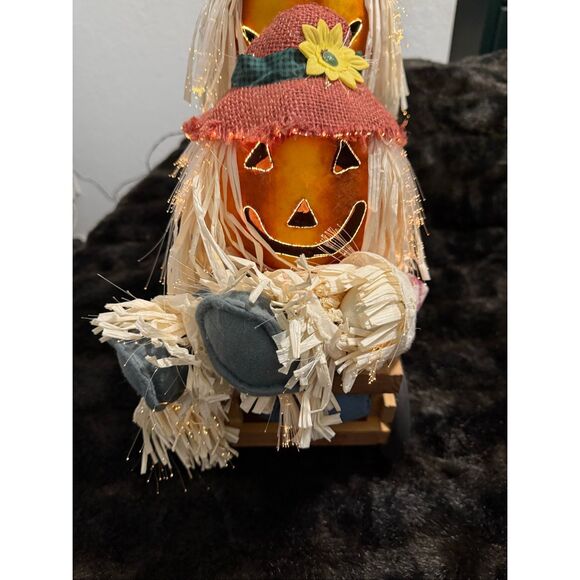 Halloween Gemmy Fiber Optic Light-Up Pumpkin Scarecrow...